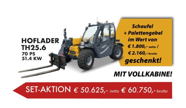 Eurotrac TH25.6 Set Aktion<h2 style="text-decoration: line-through; text-decoration-color: #a00716; text-decoration-thickness: 1px;">Statt € 52.425,-</h2>